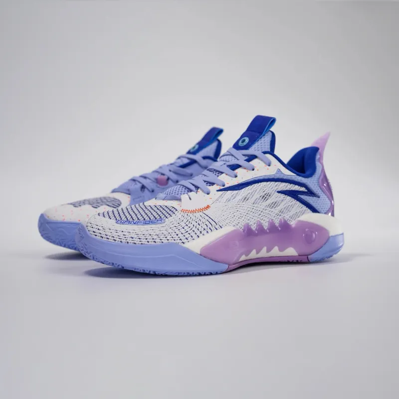 Anta Shock Wave 5 Cushioning Wear Resistant Low Top Basketball Shoes Men's Blue Purple-1