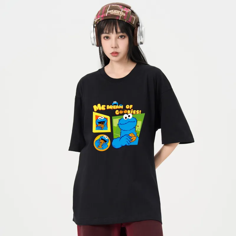 SESAME STREET [Cookie Monster Collection] Short Sleeved T Shirts Unisex-2
