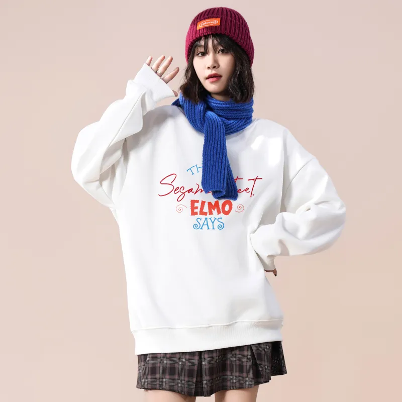 SESAME STREET Sweatshirt Thickened And Fleece Lined Optional Unisex-6