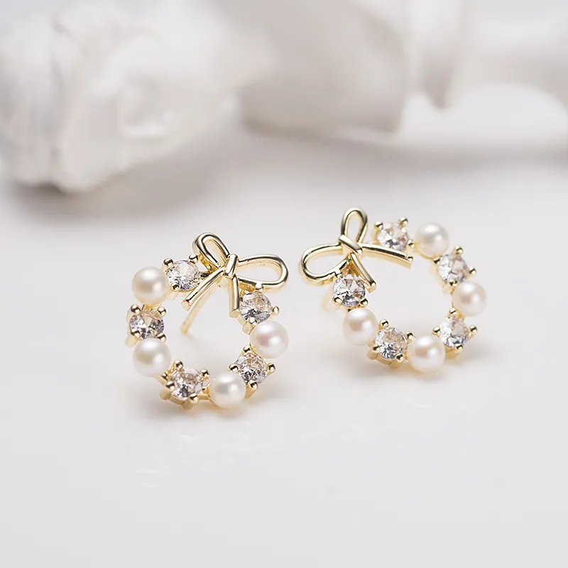 ZHENZHUAOMI Freshwater Pearl Stud Earrings Women's-3