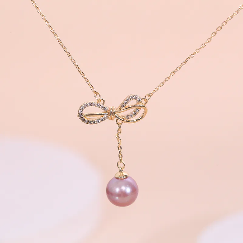 ZHENZHUAOMI Freshwater Pearl Collarbone Chain Necklace Women's-1