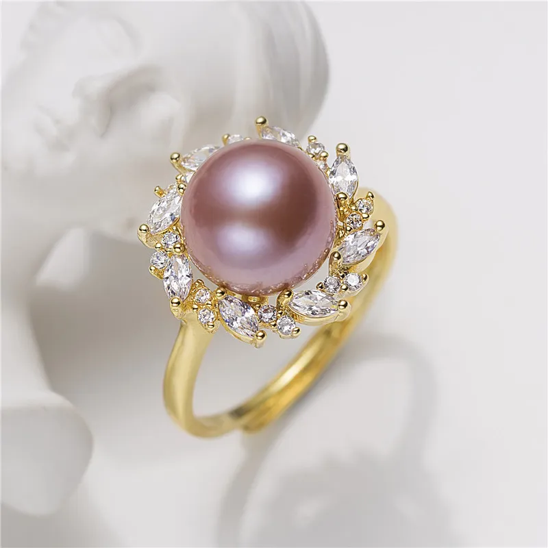 ZHENZHUAOMI Freshwater Pearl Pearl Rings Women's-4