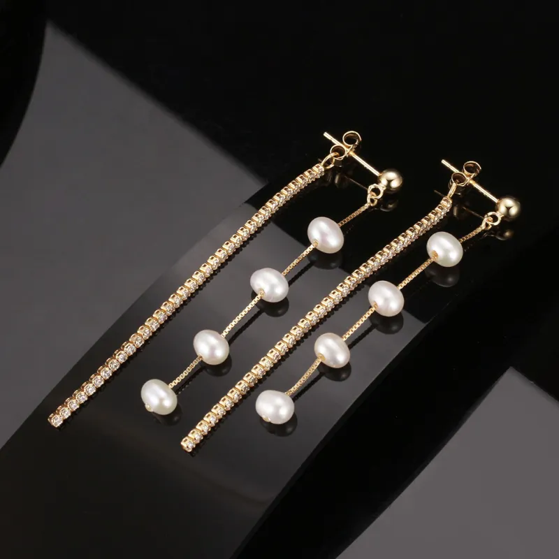 ZHENZHUAOMI Freshwater Pearl Drop Earrings Women's-3