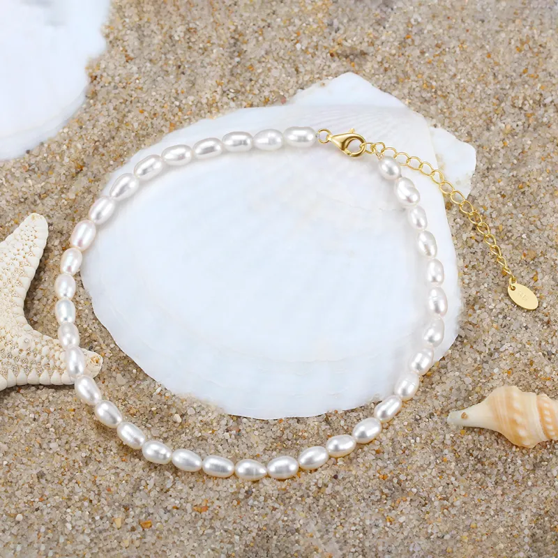ZHENZHUAOMI Freshwater Pearl Anklets Women's-4