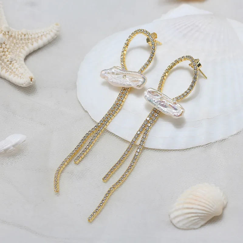 ZHENZHUAOMI Freshwater Pearl Drop Earrings Women's-2