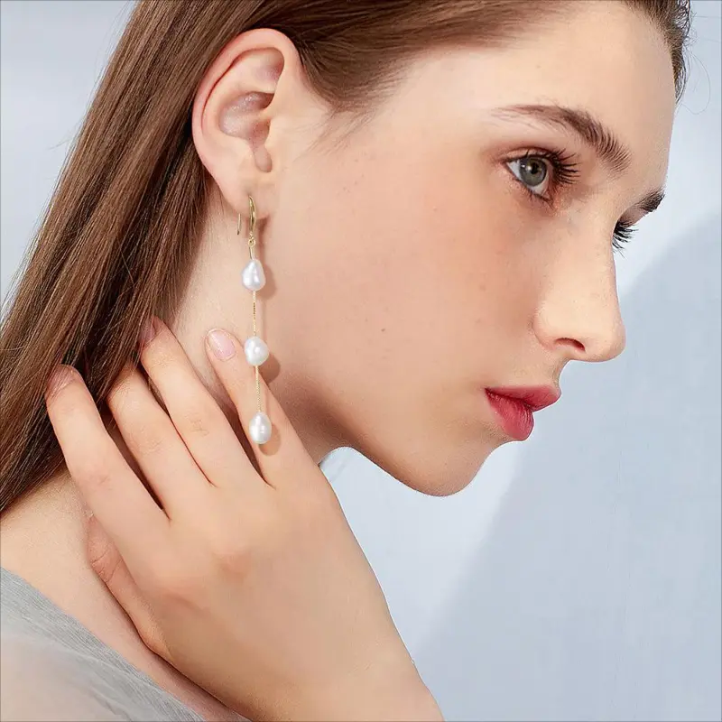 ZHENZHUAOMI Freshwater Pearl Drop Earrings Women's-4