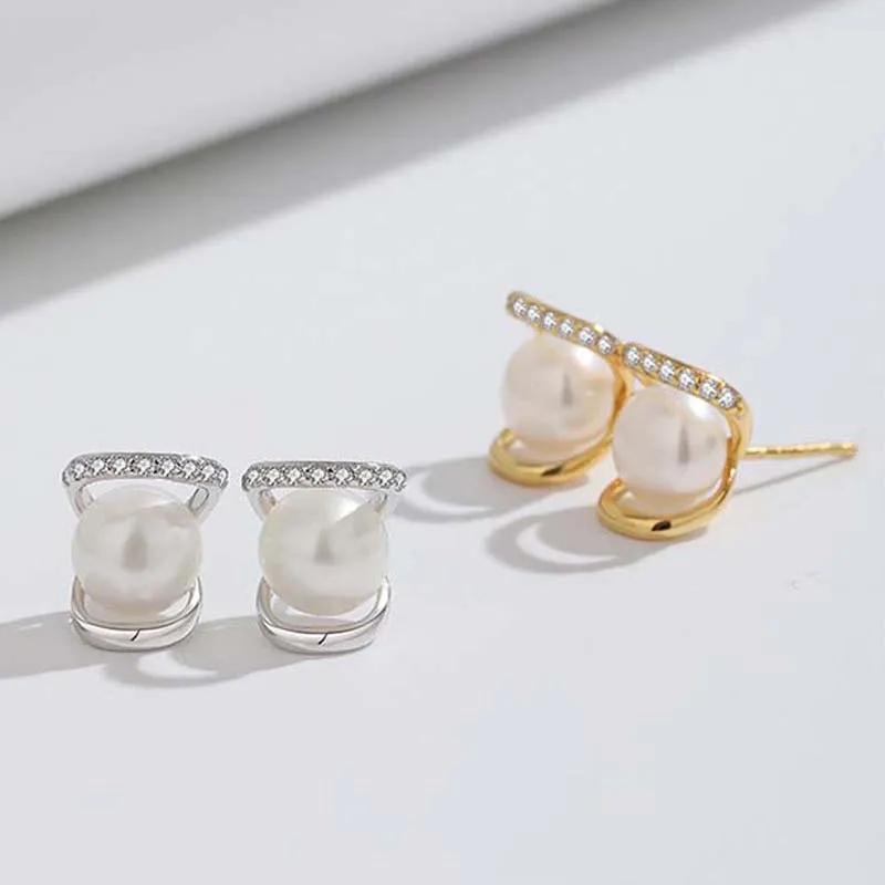 ZHENZHUAOMI Pearl Stud Earrings Women's-5
