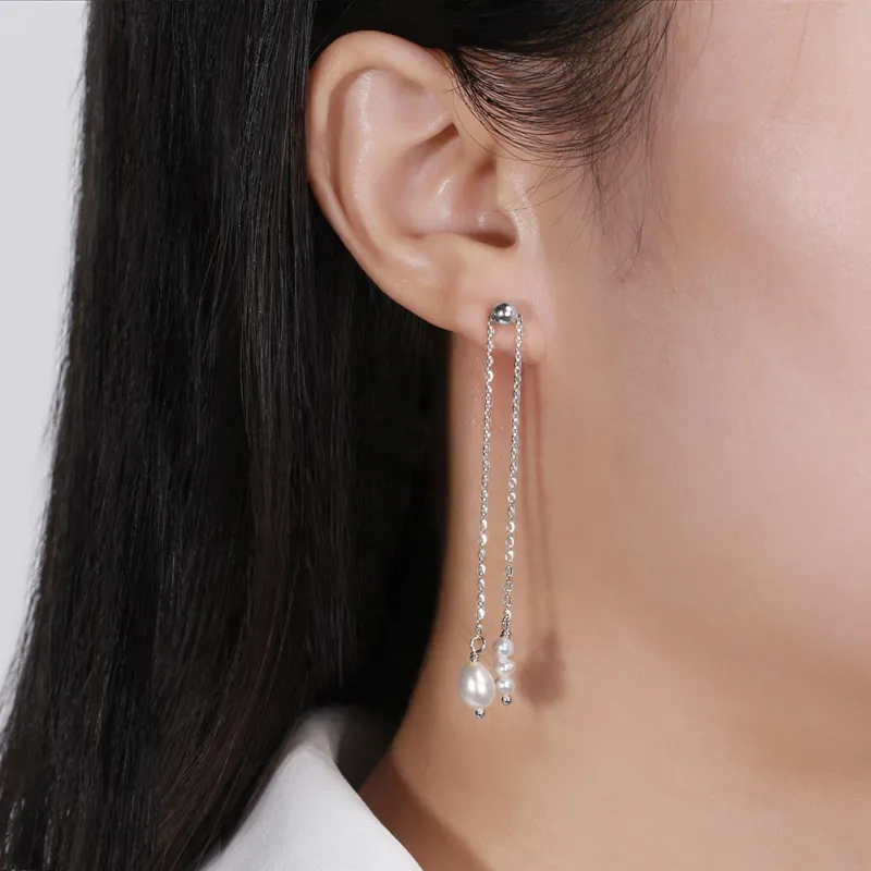 ZHENZHUAOMI Freshwater Pearl Drop Earrings Women's-1