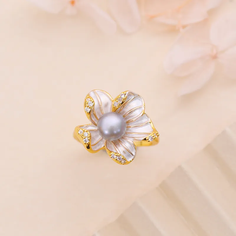 ZHENZHUAOMI Freshwater Pearl Rings Women's-1