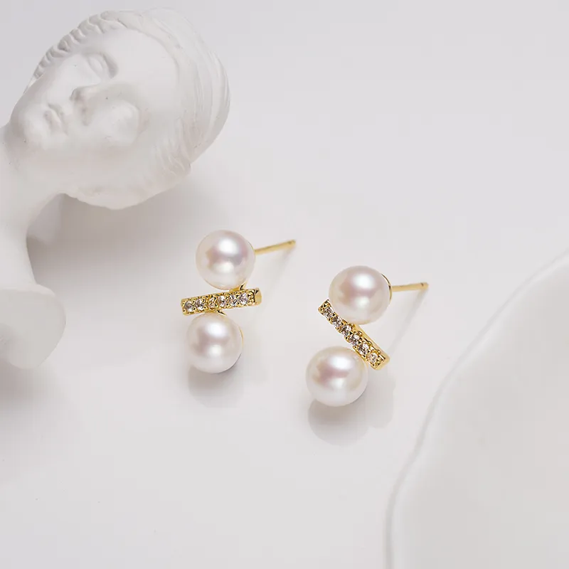 ZHENZHUAOMI Freshwater Pearl Stud Earrings Women's-3