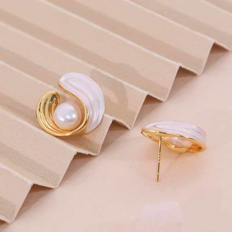 ZHENZHUAOMI Freshwater Pearl Stud Earrings Women's-4