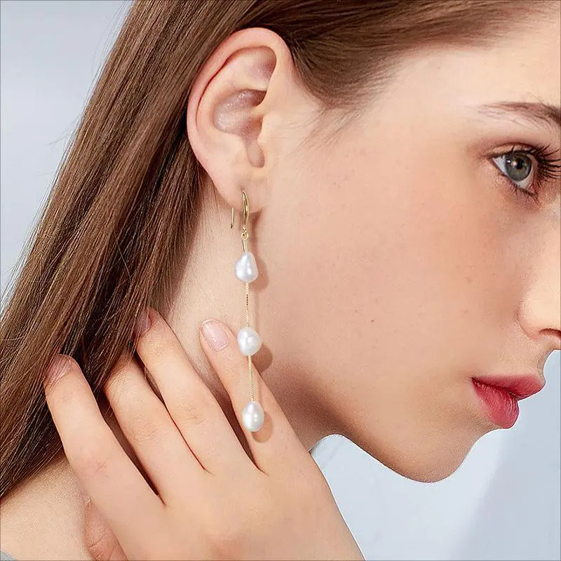ZHENZHUAOMI Freshwater Pearl Drop Earrings Women's-2