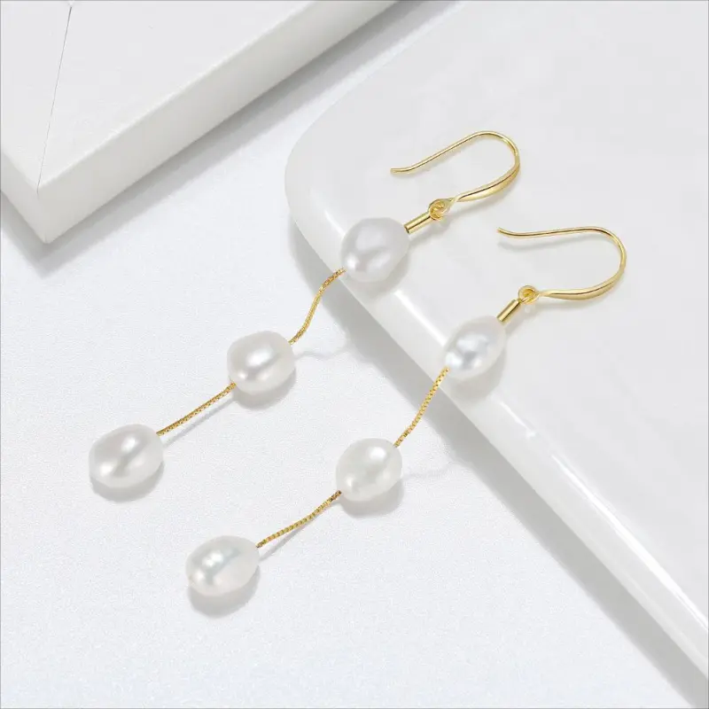ZHENZHUAOMI Freshwater Pearl Drop Earrings Women's-3