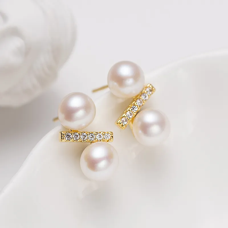 ZHENZHUAOMI Freshwater Pearl Stud Earrings Women's-4