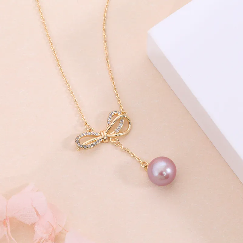 ZHENZHUAOMI Freshwater Pearl Collarbone Chain Necklace Women's-4