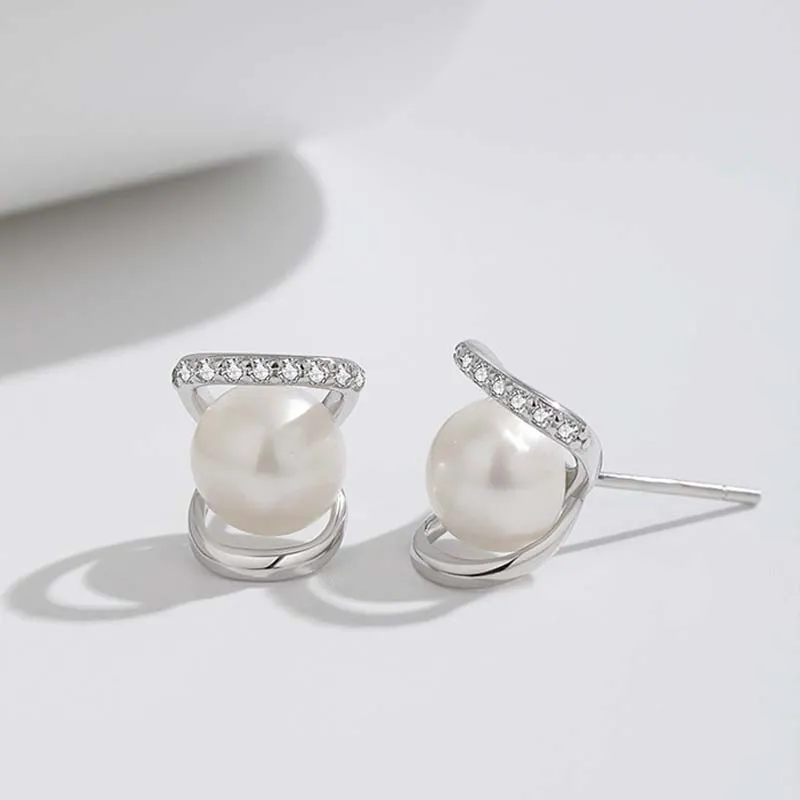 ZHENZHUAOMI Pearl Stud Earrings Women's-1