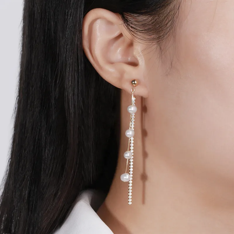 ZHENZHUAOMI Freshwater Pearl Drop Earrings Women's-4