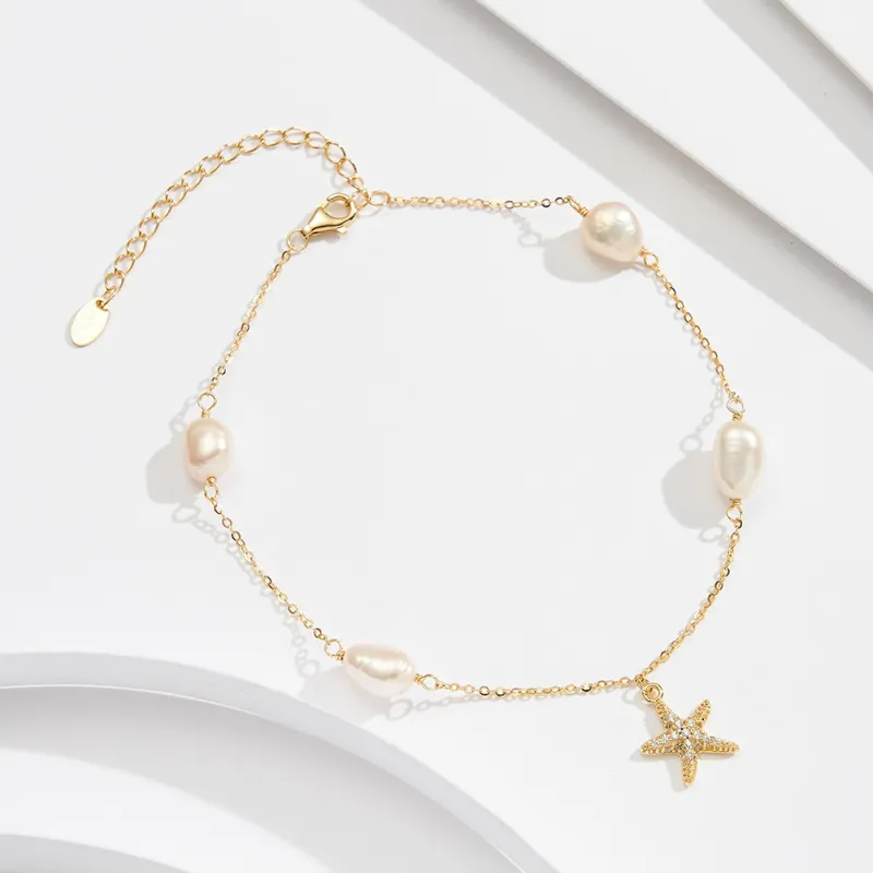 ZHENZHUAOMI Freshwater Pearl Anklets Women's-1