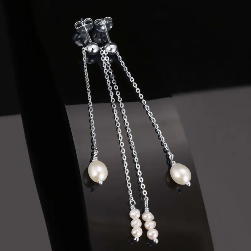 ZHENZHUAOMI Freshwater Pearl Drop Earrings Women's-3