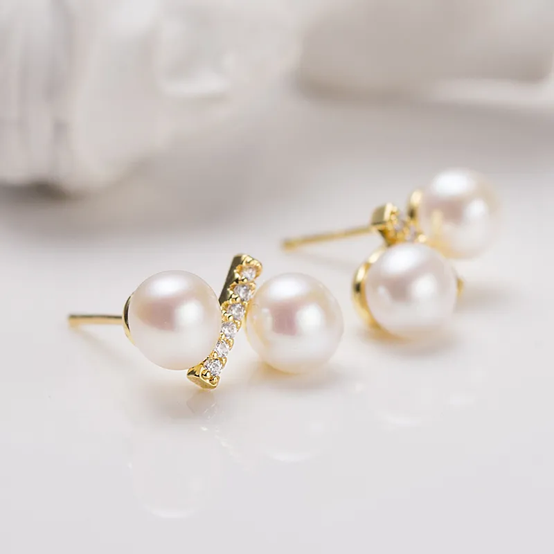 ZHENZHUAOMI Freshwater Pearl Stud Earrings Women's-1