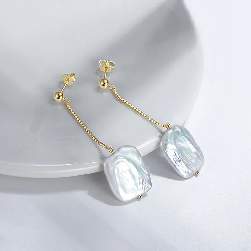 ZHENZHUAOMI Freshwater Pearl Drop Earrings Women's-4