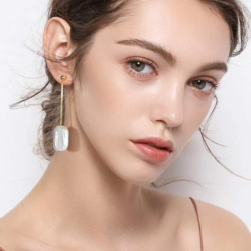 ZHENZHUAOMI Freshwater Pearl Drop Earrings Women's-1