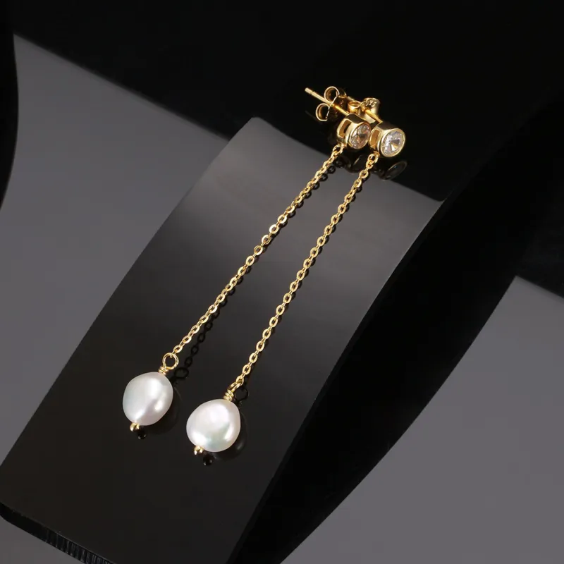 ZHENZHUAOMI Freshwater Pearl Drop Earrings Women's-3