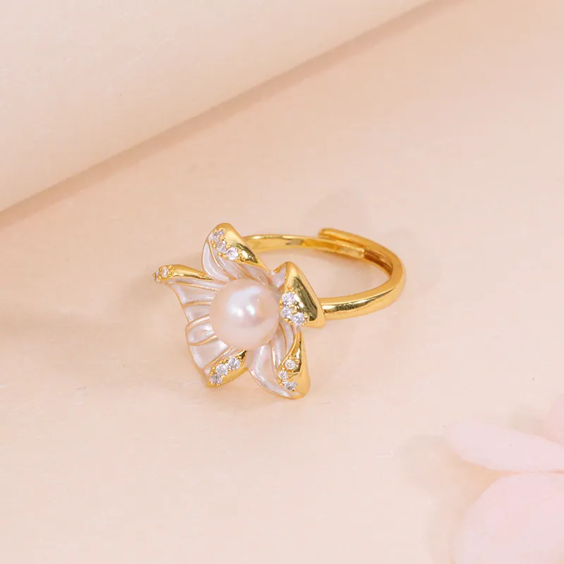 ZHENZHUAOMI Freshwater Pearl Rings Women's-4