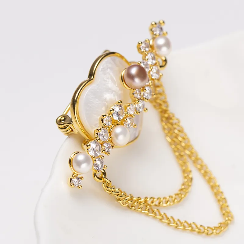 ZHENZHUAOMI Freshwater Pearl Brooches Women's-4