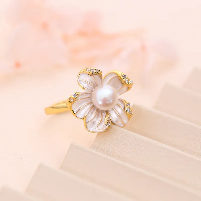 ZHENZHUAOMI Freshwater Pearl Rings Women's-1