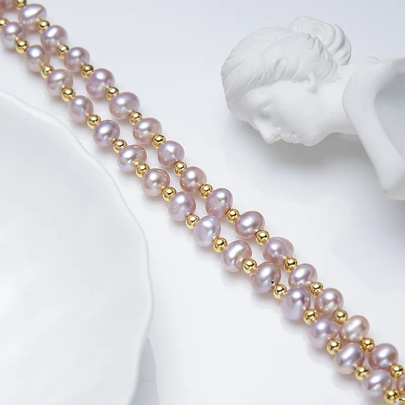 ZHENZHUAOMI Freshwater Pearl Necklaces Women's Pink Purple-4