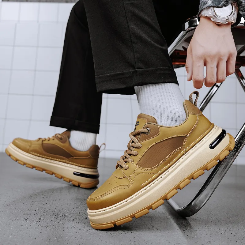 BAIXIAOT Retro Trend Slip Resistant Cushioning Wear Resistant Lightweight Low Top Skateboard Shoes Men's Yellow-9