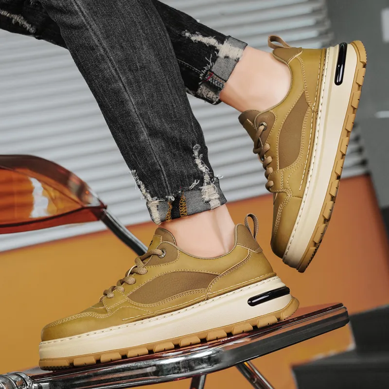 BAIXIAOT Retro Trend Slip Resistant Cushioning Wear Resistant Lightweight Low Top Skateboard Shoes Men's Yellow-8