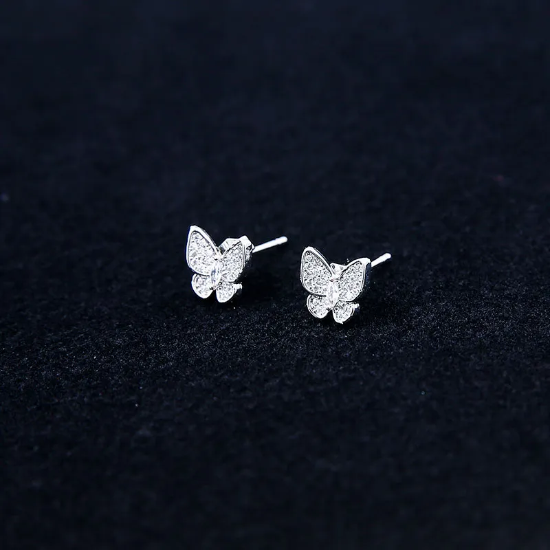 WIR ORNAMENTS Gold Plated Copper Stud Earrings Women's Silver-2