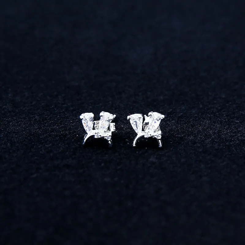 WIR ORNAMENTS Gold Plated Copper Stud Earrings Women's Silver-6