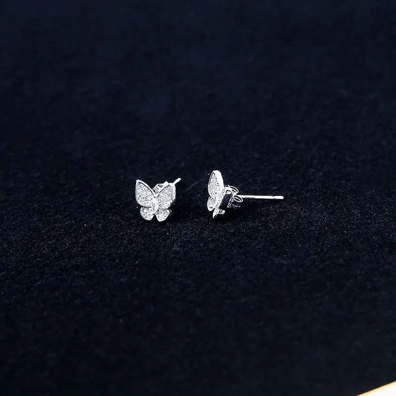 WIR ORNAMENTS Gold Plated Copper Stud Earrings Women's Silver-3