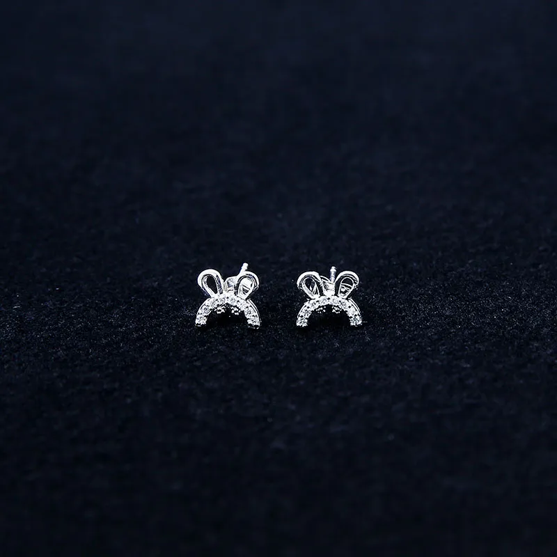 WIR ORNAMENTS Gold Plated Copper Stud Earrings Women's Silver-7