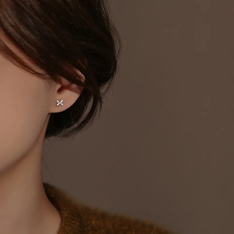 SHK S925 Silver Stud Earrings Women's Silver-1