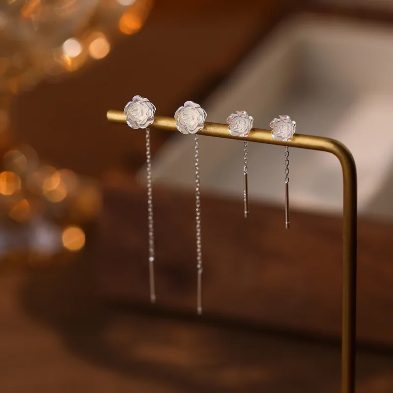SHK S925 Silver Drop Earrings Women's-1