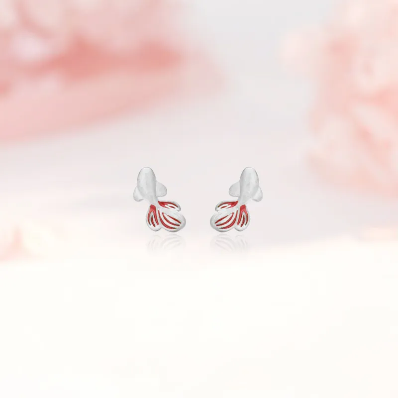 SHK Sterling Silver S999 Stud Earrings Women's-2