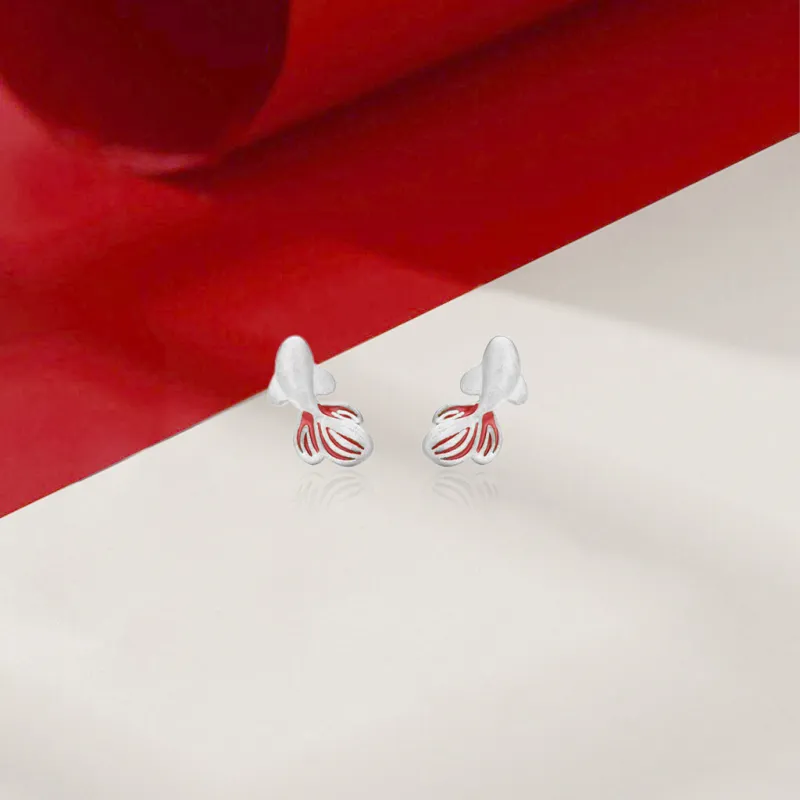 SHK Sterling Silver S999 Stud Earrings Women's-1