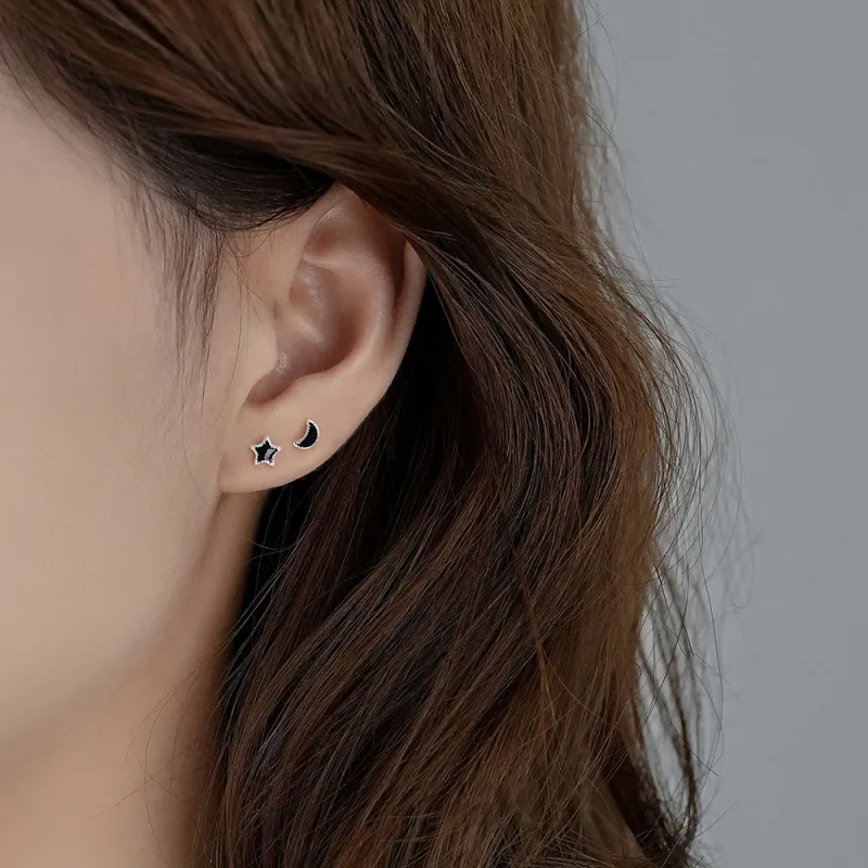 SHK Sterling Silver Stud Earrings Unisex-4