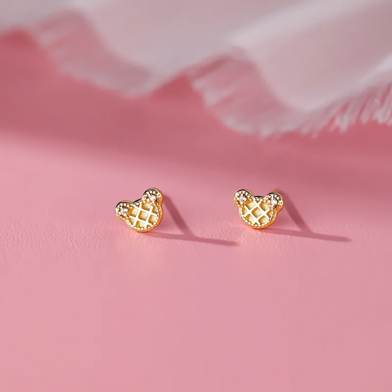 SHK Sterling Silver Stud Earrings Women's Silver/Gold-5