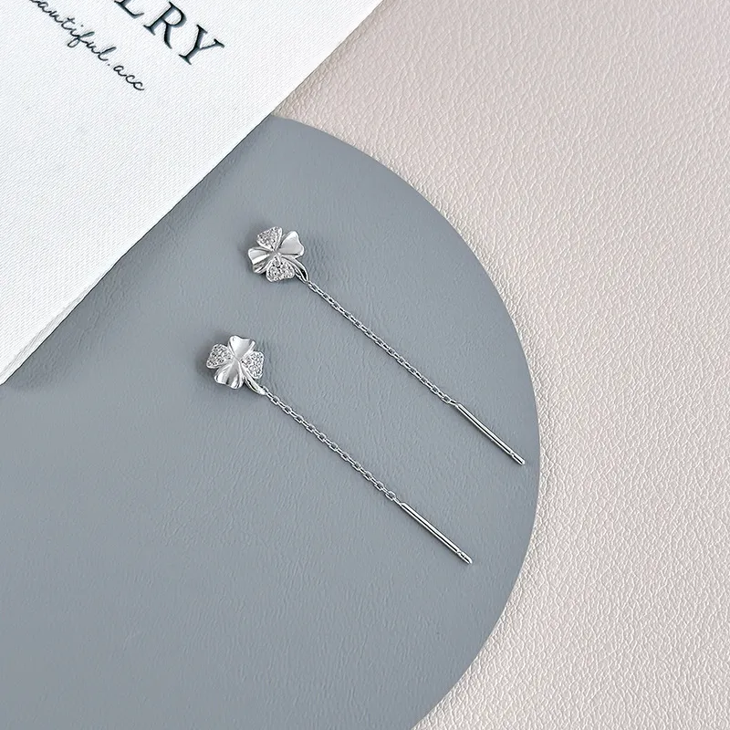 SHK Sterling Silver 999 Drop Earrings Women's-3