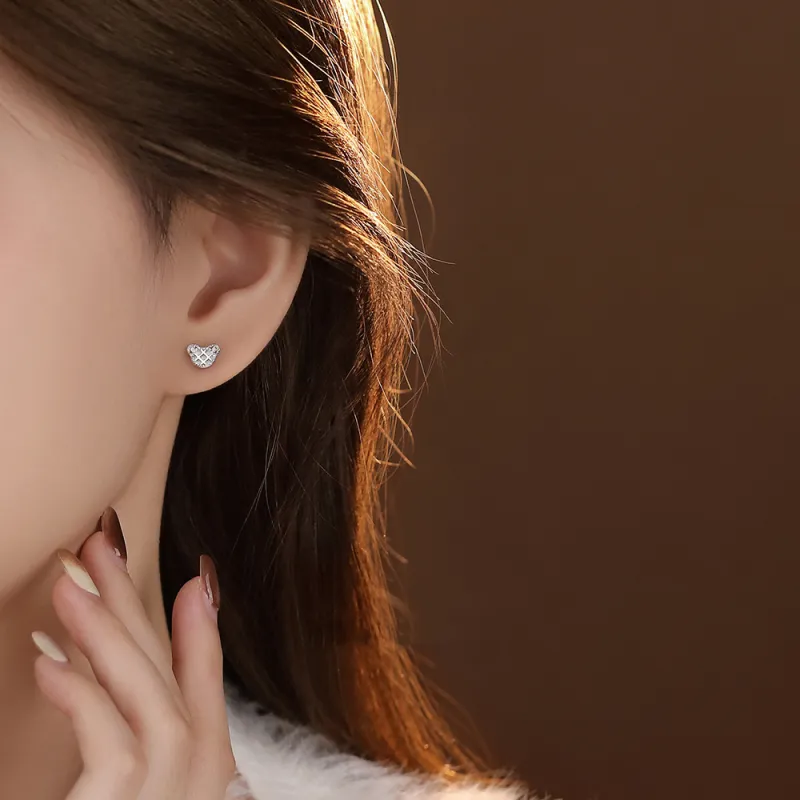 SHK Sterling Silver Stud Earrings Women's Silver/Gold-1