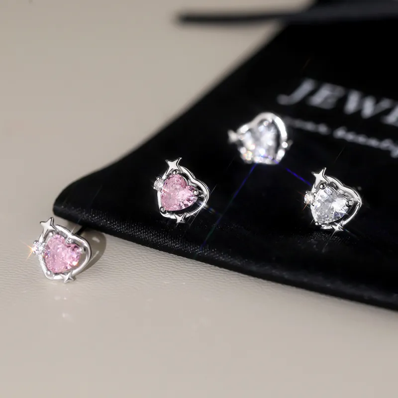 SHK Sterling Silver Stud Earrings Women's-5