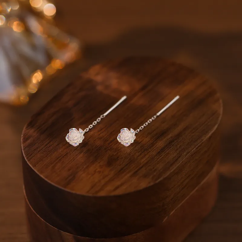 SHK S925 Silver Drop Earrings Women's-12