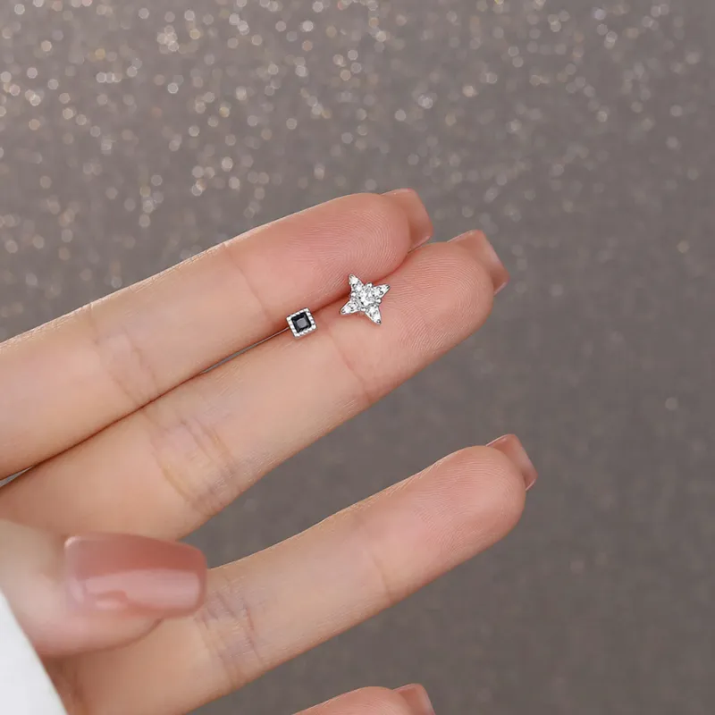 SHK Sterling Silver Stud Earrings Unisex-4