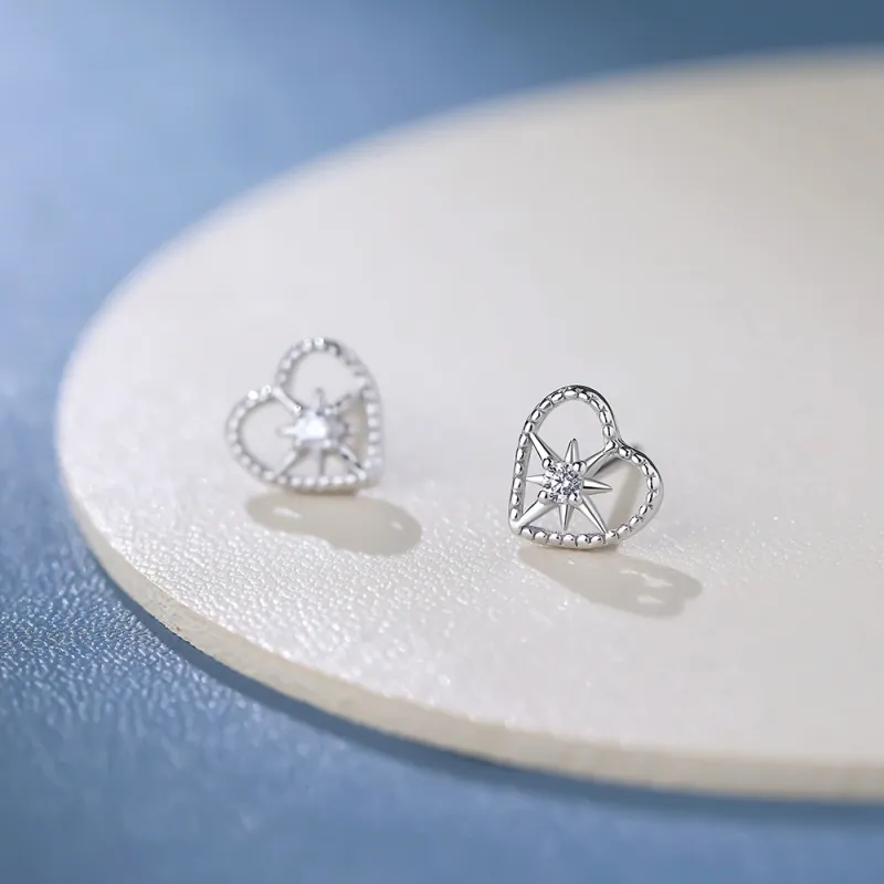 SHK Sterling Silver Stud Earrings Women's-2