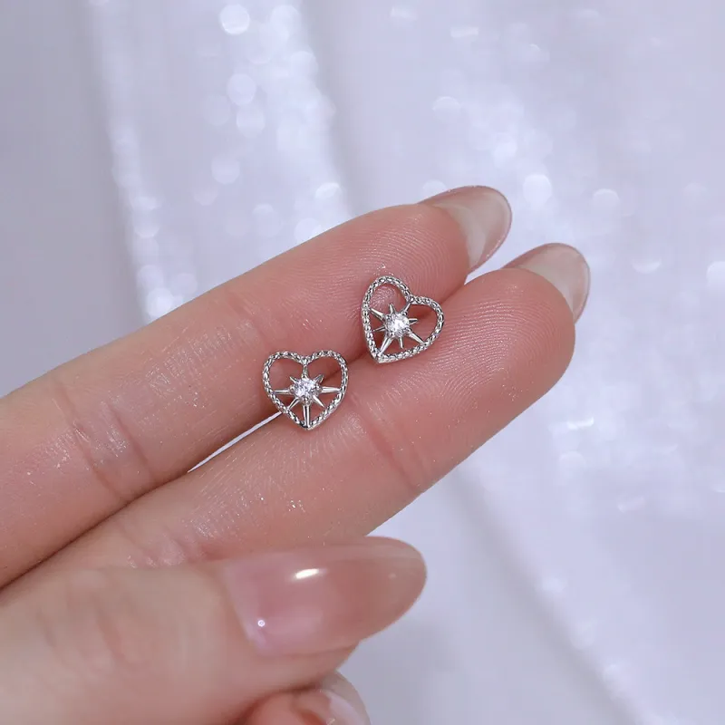 SHK Sterling Silver Stud Earrings Women's-3